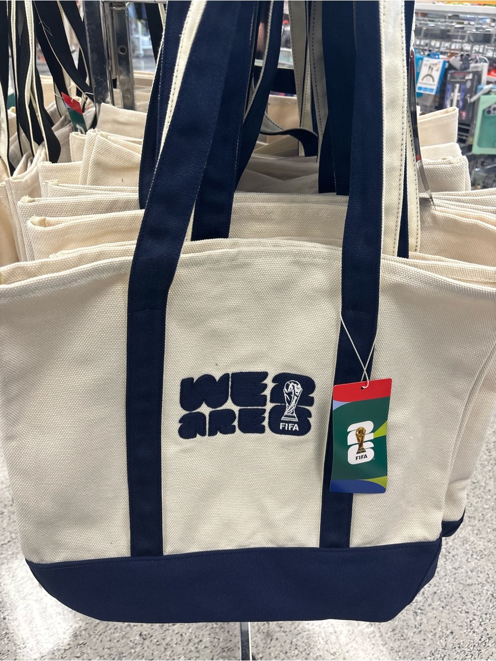 FIFA 'We Are' Canvas Tote in Navy & Cream